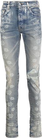 Amiri Bleach Bandana jeans - men - Elastodiene/Cotton - 34 - Blue