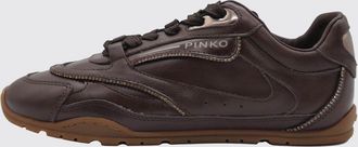 Pinko Sneakers Yulia low top in pelle con logo stampato e caviglia imbottita