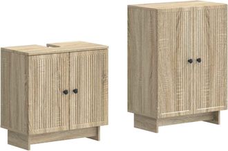 vidaXL Juego De Gabinete De Ba&ntilde;o De 2 Piezas Ede Roble Sonoma Vidaxl
