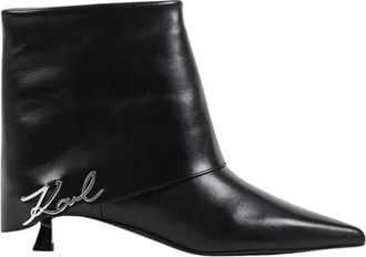Karl Lagerfeld Pasha Enkellaars - Dames - Laarzen met Hak - Zwart - 38 EU - Leer - Schoenen