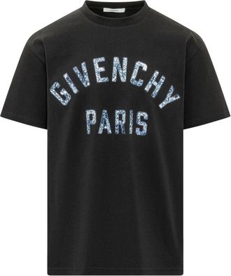 Givenchy T-shirt van katoen met geborduurde Paris Pompom - Heren - T-shirts - Zwart - S - Katoen - Tops