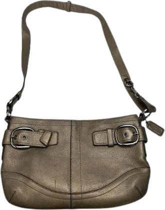 Coach Pre-owned Shoulder Bags, female, Gray, Size: ONE SIZE Pre-owned Leather Shoulder Bag