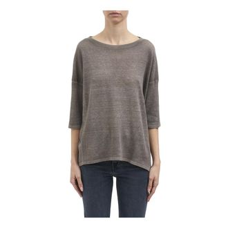 Avant Toi Round-neck Knitwear, female, Brown, Size: S Maglia Collo a Barchetta Over