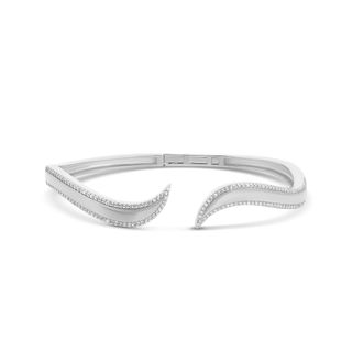 SHYMI Pave Outline Curl Cuff Bangle - 18K Gold-Filled, Rhodium Plated, Cubic Zirconia, Day to Night, Open Bangle