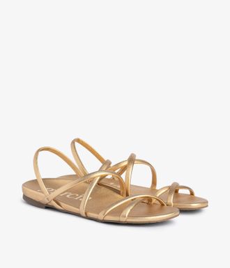 Pedro Garcia Flat strappy sandal in metallic leather| Biddy | Spring Summer 26 |PEDRO GARCIA