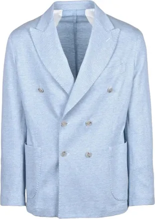 Barba Blazer Doppiopetto - Heren - Jassen - Blauw - Maat: S Katoen