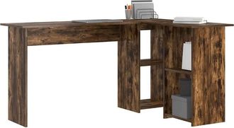 Berkfield Home Smoked Oak Computer Desk Smoked oak Engineered wood Large in Brown