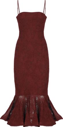 Rotate Burgundy Mermaid Dress With Fabric Flower Embellishments