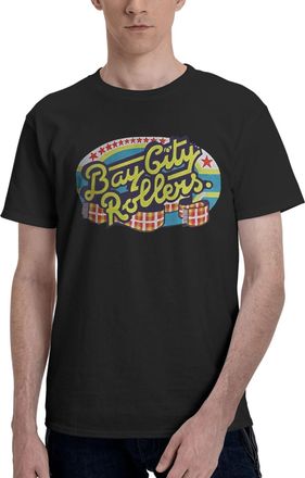Generic Mens City Rollers Pop Rock Band Bay T-Shirt Short Sleeve Tee-Shirt Basic Simple Vintage Tops Cotton Crew Neck Shirt