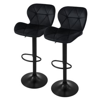 ML Design Ml-design - Juego De 2x Taburetes De Bar Tapizados En Piel Sint&eacute;tica Pu Negro Sillas Con Respaldo Ergon&oacute;mico Y Reposapi&eacute;s Asiento C&oacute;modo De Mostrador 