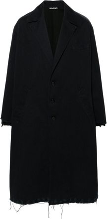 Palm Angels single-breasted twill coat - men - Cupro/Cotton/Cotton - 44 - Blue