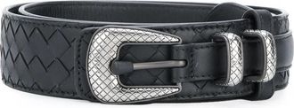 Bottega Veneta Nappa Intrecciato Leather Embossed Buckle Belt