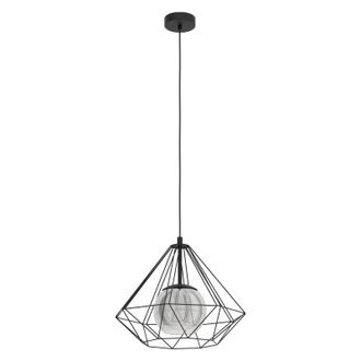 Loops Hanging Ceiling Pendant Light Geometric Black & Glass 1x E27 Hallway Feature