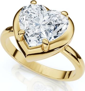 Pompeii3 Certified 2 1/2Ct Heart Diamond Button Engagement Ring 14k Gold or Pt Lab Grown