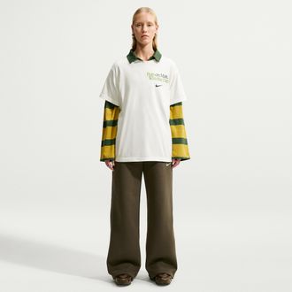 Nike Womens Studio Fleece Medium Weight Mid-Rise Wide-Leg Pants in Brown | IU1958-212