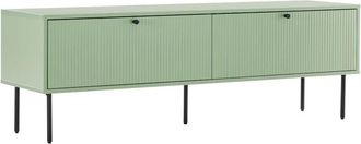 Oviala Mobile TV a 2 ante in acciaio e MDF decoro 150 cm verde salvia