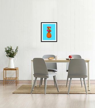 Queence Bild »Mattis« Essen Figuren Kunst Lebensmittel Obst Obst Bilder 1 Stk. tlg. HD Premium Poster-Druck inkl. Holzrahmen