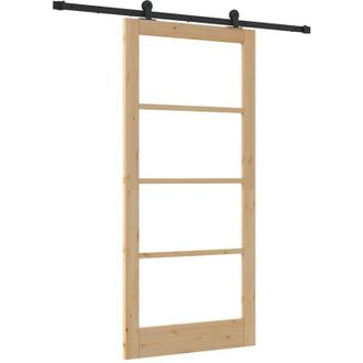vidaXL Vidaxl - Puerta Deslizante Manual Marr&oacute;n 93 X 202 Cm Madera Y Metal