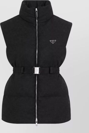 Prada cashmere wool sleeveless belted coat