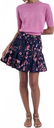 Karina Grimaldi Womens Lola Print Skirt In Navy Summer Whisper