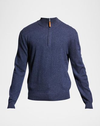 Neiman Marcus Men & apos;s Wool-Cashmere 1/4-Zip Sweater