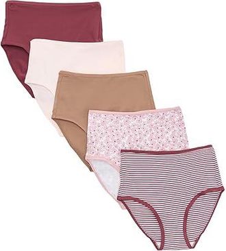 Pact Everyday High Rise Brief 5-pack Womens Underwear Everyday Lakeside Lilies : XS, Cotton/Elastane