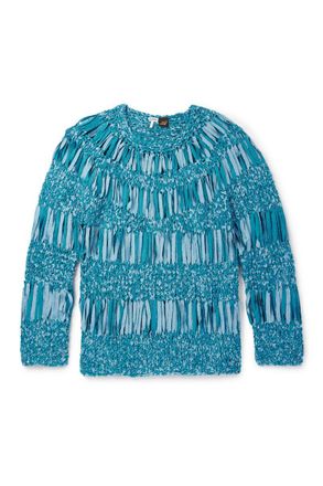 Loewe + Paulas Ibiza Open-Knit Textured Cotton-Blend Sweater