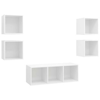 vidaXL Juego De Muebles De Sal&oacute;n 5 Piezas Madera Ingenier&iacute;a Blanco Vidaxl