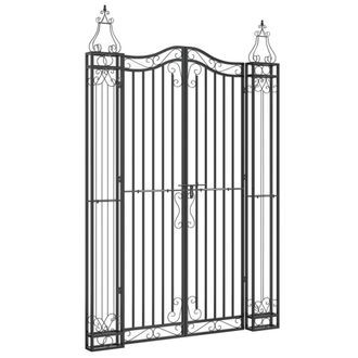 Berkfield Home Garden Gate Black 121x8x180 cm Wrought Iron | Size: 121 x 8 x 180 cm