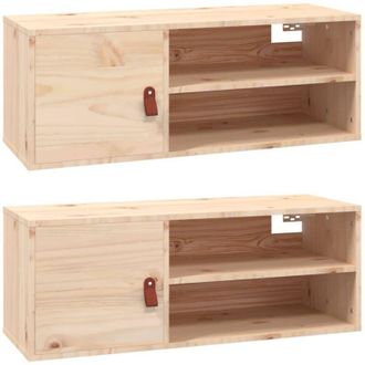 vidaXL Vidaxl - Armarios De Pared 2 Uds Madera Maciza De Pino 80x30x30 Cm