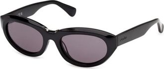 Max Mara Ovale Zonnebril - Dames - Zonnebrillen - Zwart - 53 MM - Accessoires
