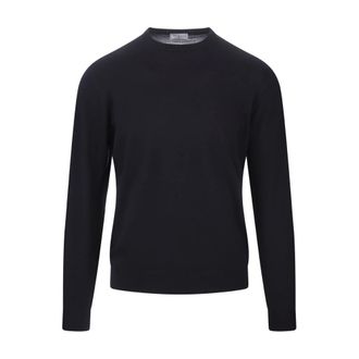 Fedeli Round-neck Knitwear, male, Blue, Size: 2XL Blue Wool Sweater