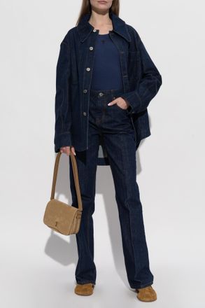 Ami Jeans With Flared Legs, Womens, Navy Blue