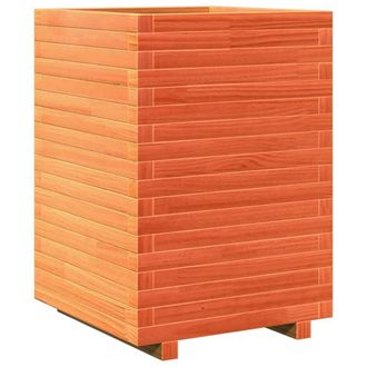 Berkfield Home Garden Planter Wax Brown 50x50x72 cm Solid Wood Pine | Size: 50 x 50 x 72 cm