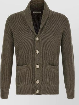 Brunello Cucinelli ribbed shawl collar cotton cardigan