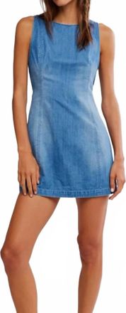 Free People Atlas Denim Mini Dress In Blue Fade