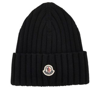 Moncler Wool beanie hat with logo patch Woman One Size