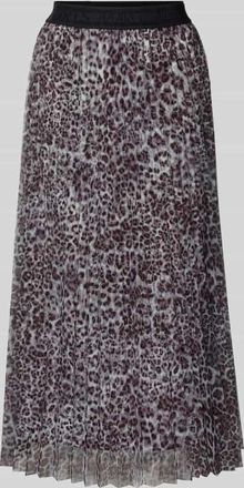 Marc Cain Midirock in Falten-Optik mit Allover-Animal-Print in Sand, Gr&ouml;&szlig;e 34