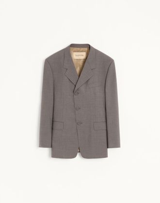 Valentino Valentino single-breasted jacket in diagonal melange wool with knot