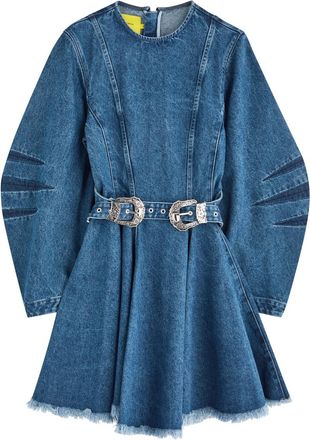 Marques Almeida Panelled Belted Denim Mini Dress - Blue - 10 (UK10 / S)