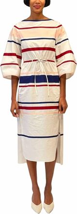 Rosie Assoulin Ribbon Caftan Dress In White/multi