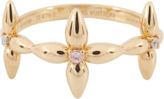 Louis Vuitton Gold Gold Plating Rhinestone Band Ring (Pre-Owned)