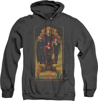 Gildan Justice League of America Deco Adult Heather Hoodie / Hooded Sweatshirt
