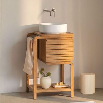 Sklum Conjunto De Mueble De Ba&ntilde;o En Madera De Teca Bradley Sklum