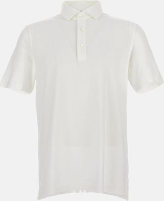 Drumohr White Button Down Polo Shirt
