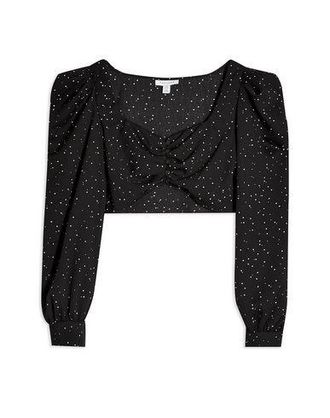 Topshop SPOT BUTTON PRAIRIE BLOUSE