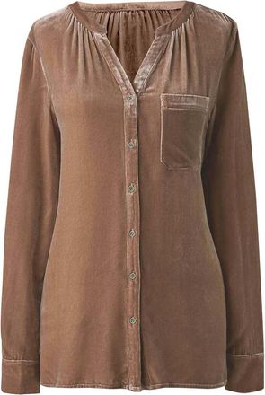 Generic Womens 2024 Autumn New European and American Clothing Fashion Gold Velvet Shirt Womens Long Sleeve Tops Women 3/4 Sleeve Tees for Women (Brown, M)