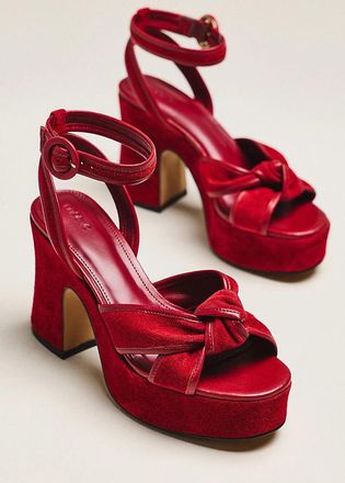 Maeve Knotted Suede Platform Sandals