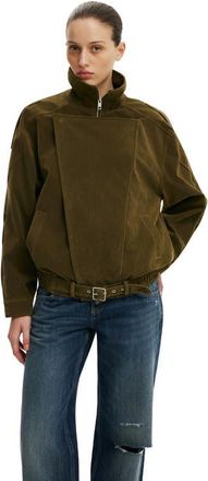Cotton On Womens Cove Faux Suede Biker Jacket in Dark Olive at Nordstrom, Size Xx-Small/x-Small