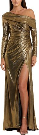 Mac Duggal Off The Shoulder Metallic Gown